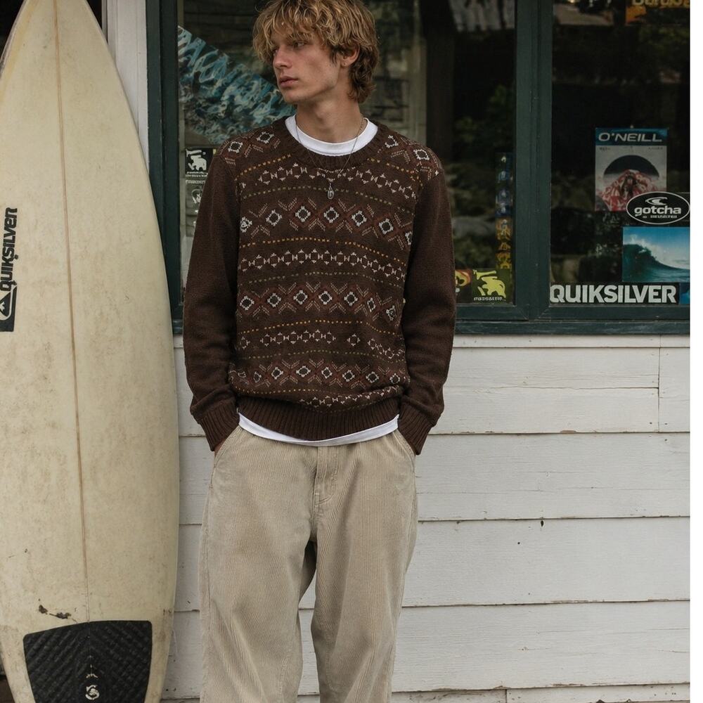 Vintage Quiksilver Lambswool Surf Sweater Men’s Large Brown 90s Grunge Skater